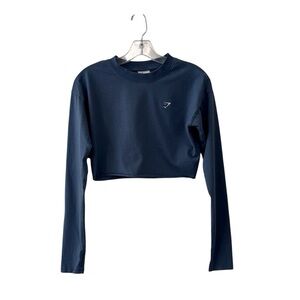Gymshark Blue Long Sleeve Cropped T-Shirt Tee Top Size Small